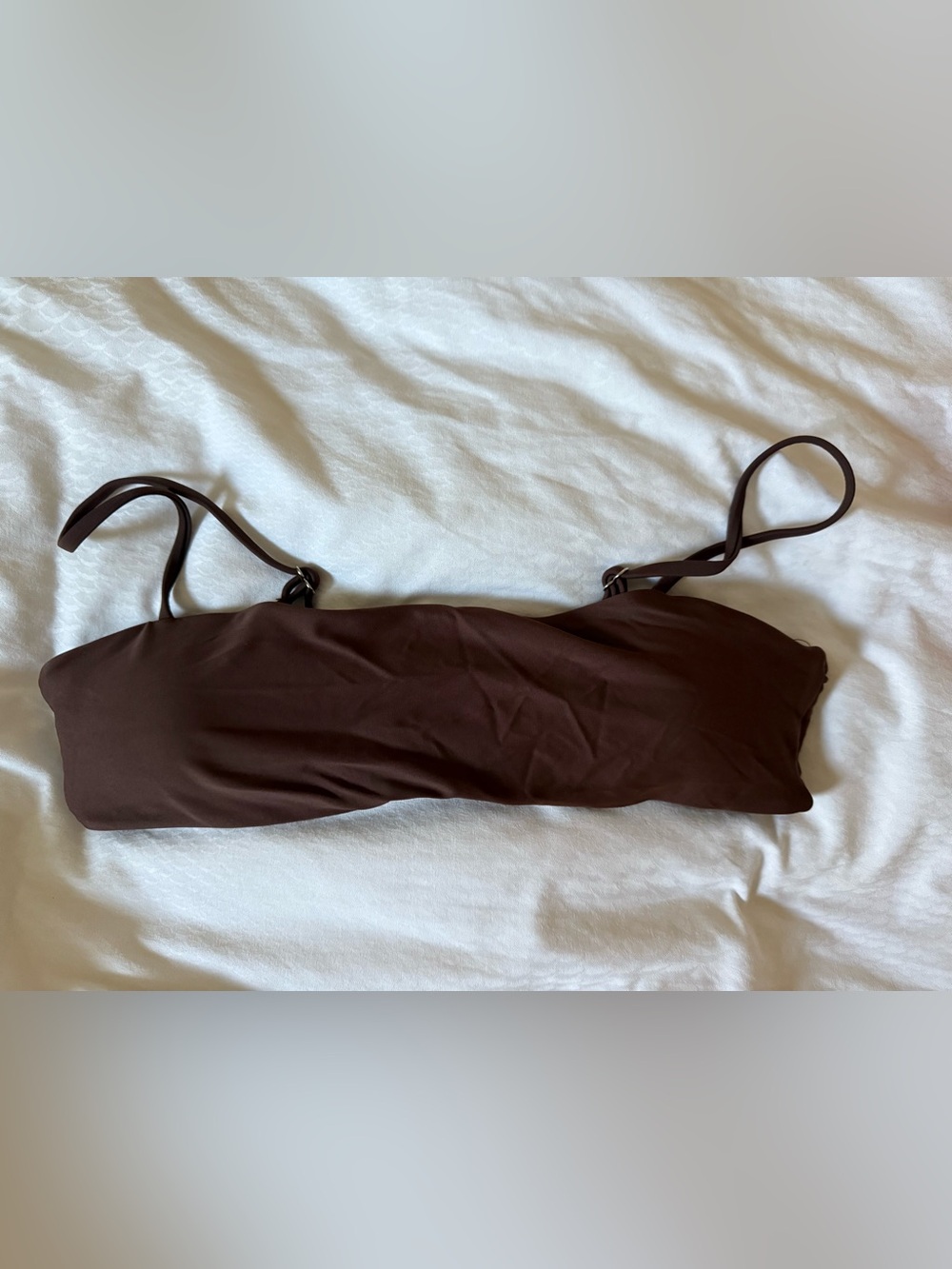 Brown Bandeau Bikini Top with Adjustable Straps
